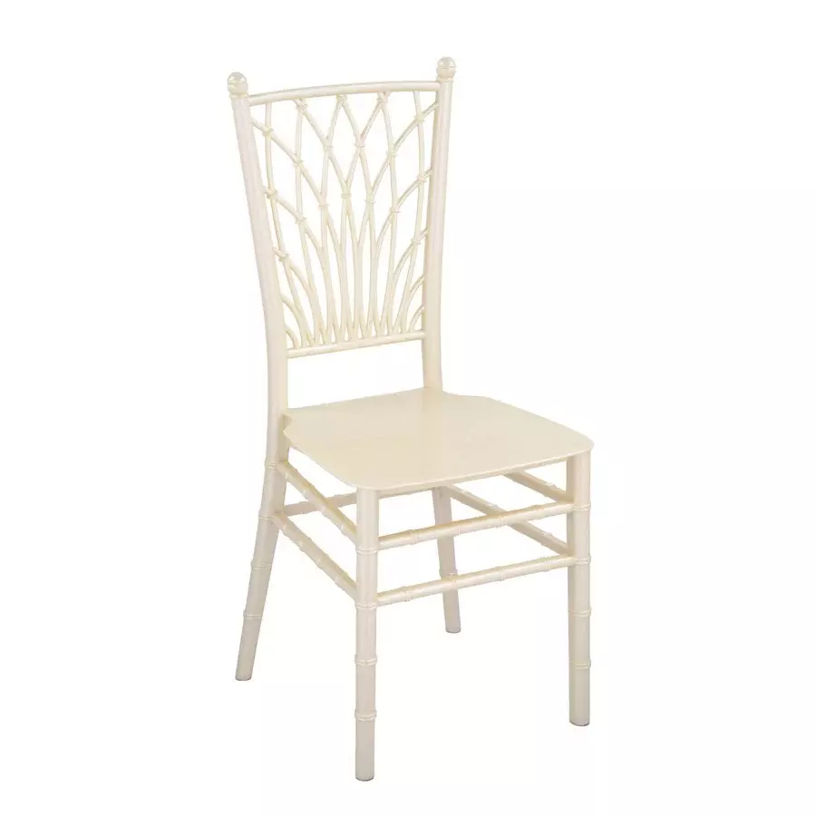 Nilkamal Glam Plastic Armrest Chair Royal Design Steel Pearl White Color