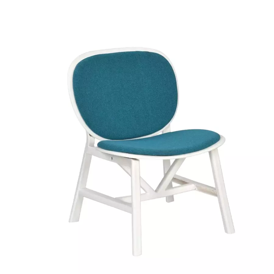 Nilkamal Arena Armless Chair with Cushion Powder Coated Milky White & Blue Plastic 60x60x80 cm Medium Back for Home & Office Use