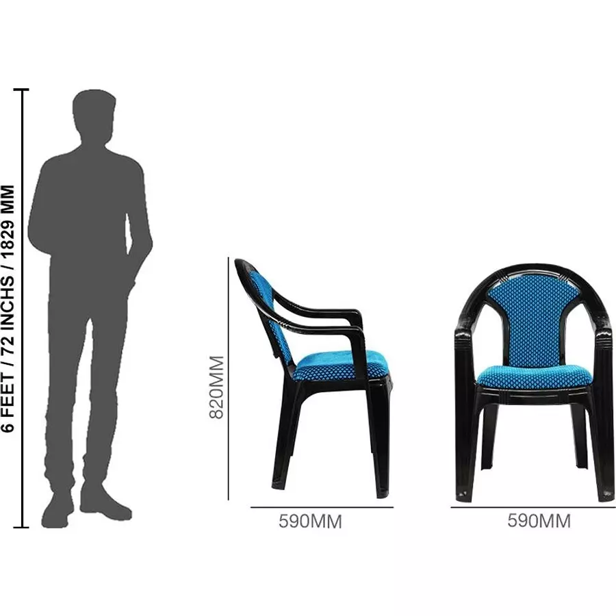 swagath-adore-cafeteria-cushioned-chair-with-arm-rest-plastic-black-body-with-blue-cushioned-seat-82x59x59-cm-size-adore-bkbl-4-pack-of-4-pcs