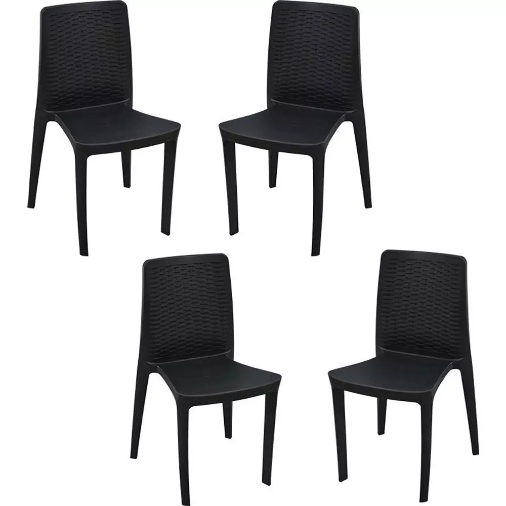 Swagath LINEA Cafeteria Chair Plastic Black 82x47x49 cm Size for Cafe, Home & Office Use, LINEA-BK-4 (Pack of 4 Pcs)