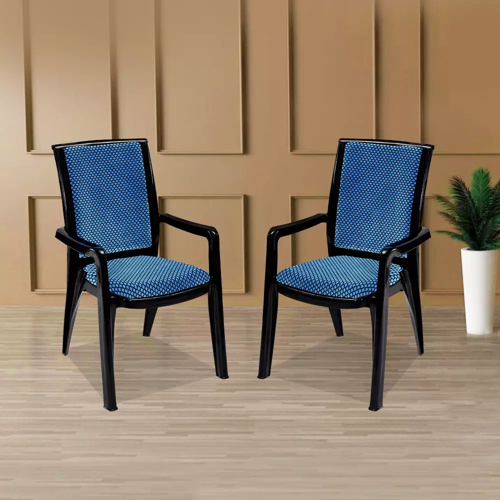 swagath-premier-plastic-cushioned-seat-with-arm-chair-blue-and-black-set-of-2