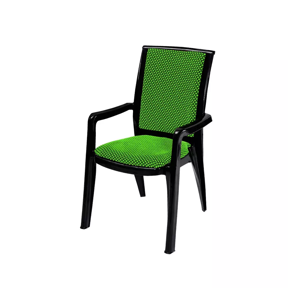 swagath-premier-plastic-cushioned-seat-with-arm-chair-green-and-black-set-of-2