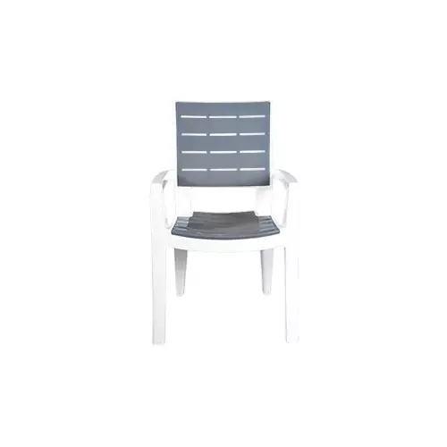 Italica Designer Plastic Armrest Chair White/ Grey, 5115 (Pack of 4)