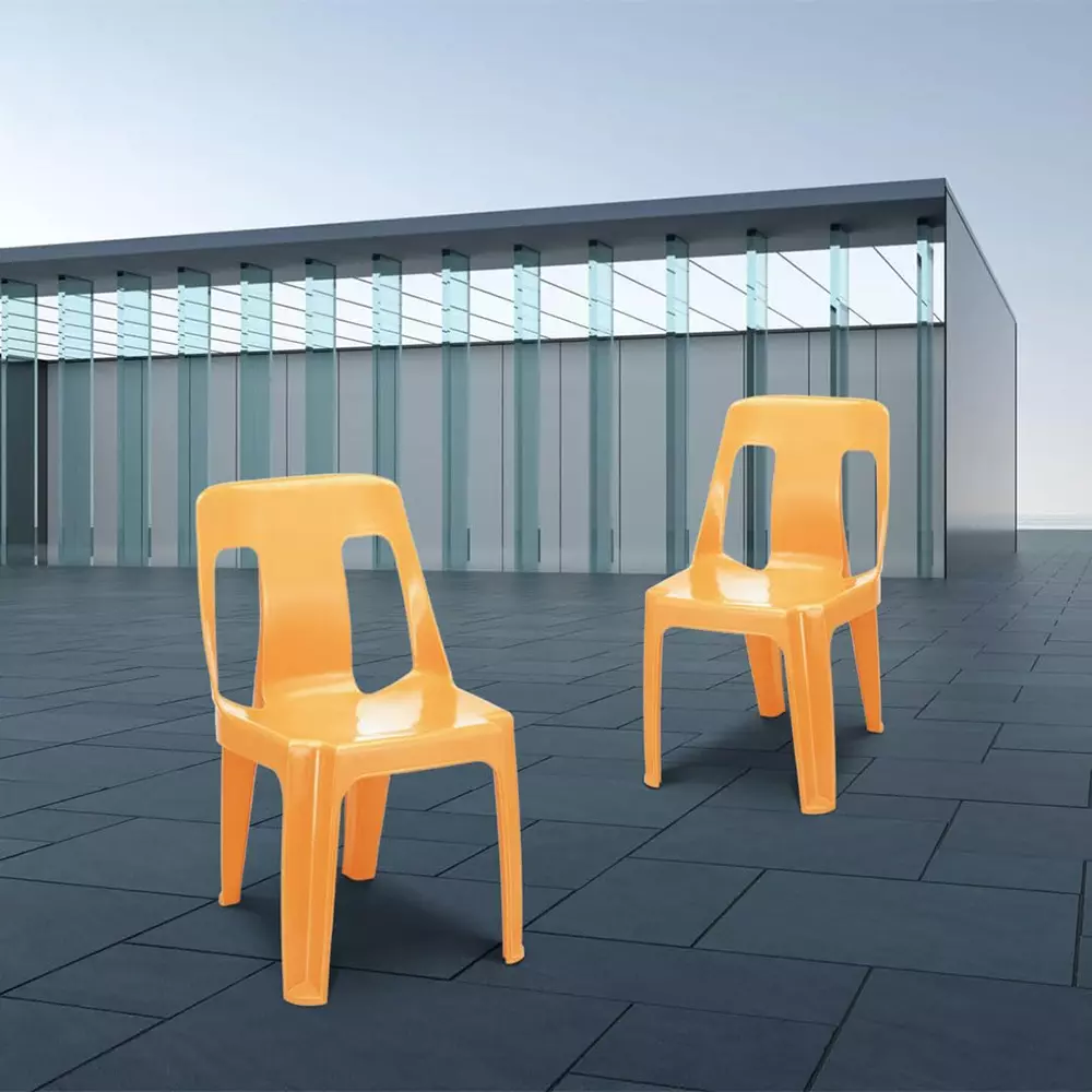 Maharaja Armless Plastic Chair Solid Back For Home, Garden, Restaurants and Office Gold, Alpha_A-Gold-PK6 (Set of 6)