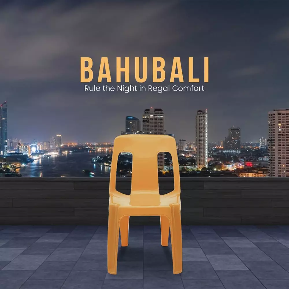 Maharaja Armless Plastic Chair Solid Back For Home, Garden, Restaurants and Office Gold, Alpha_A-Gold-PK6 (Set of 6)