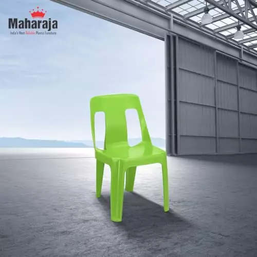 Maharaja Armless Plastic Chair Solid Back For Home, Garden, Restaurants and Office Green, Bahubali_Green_PK6 (Set of 6)