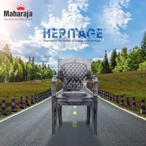 Maharaja Arm Rest Plastic Chair 200 Kg Bearing Capacity Silver, Heritage_Silver-PK2 (Set of 2)