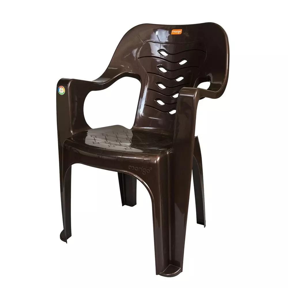 Mango Medium SANTOSA Plastic Chair with Armrest 584.2x584.2x863.6 mm, Weather Brown