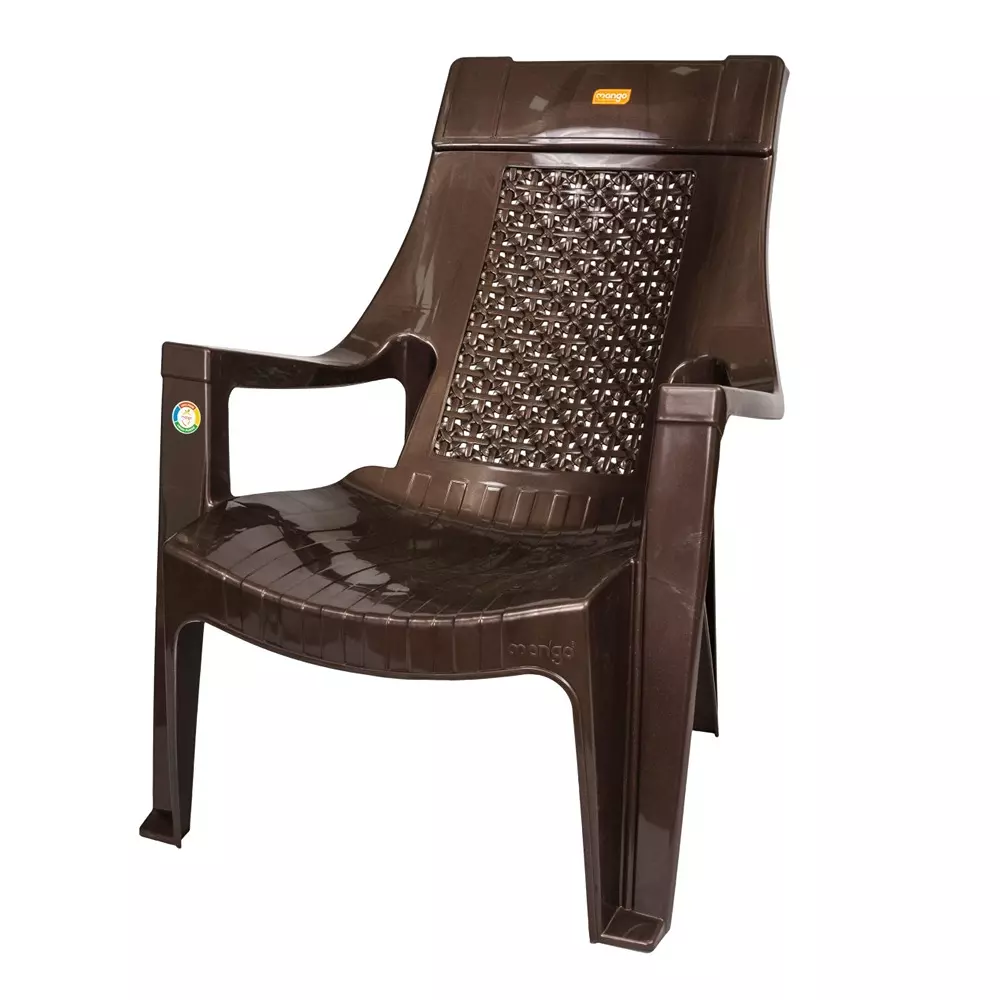 Mango Premium SIGMA Plastic Chair with Armrest 812.8x609.6x812.8 mm, Weather Brown
