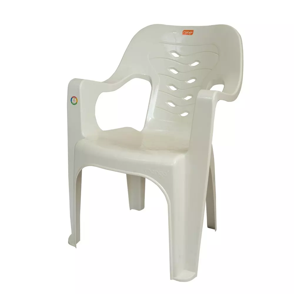 Mango Medium SANTOSA Plastic Chair with Armrest 584.2x584.2x863.6 mm, Marble White