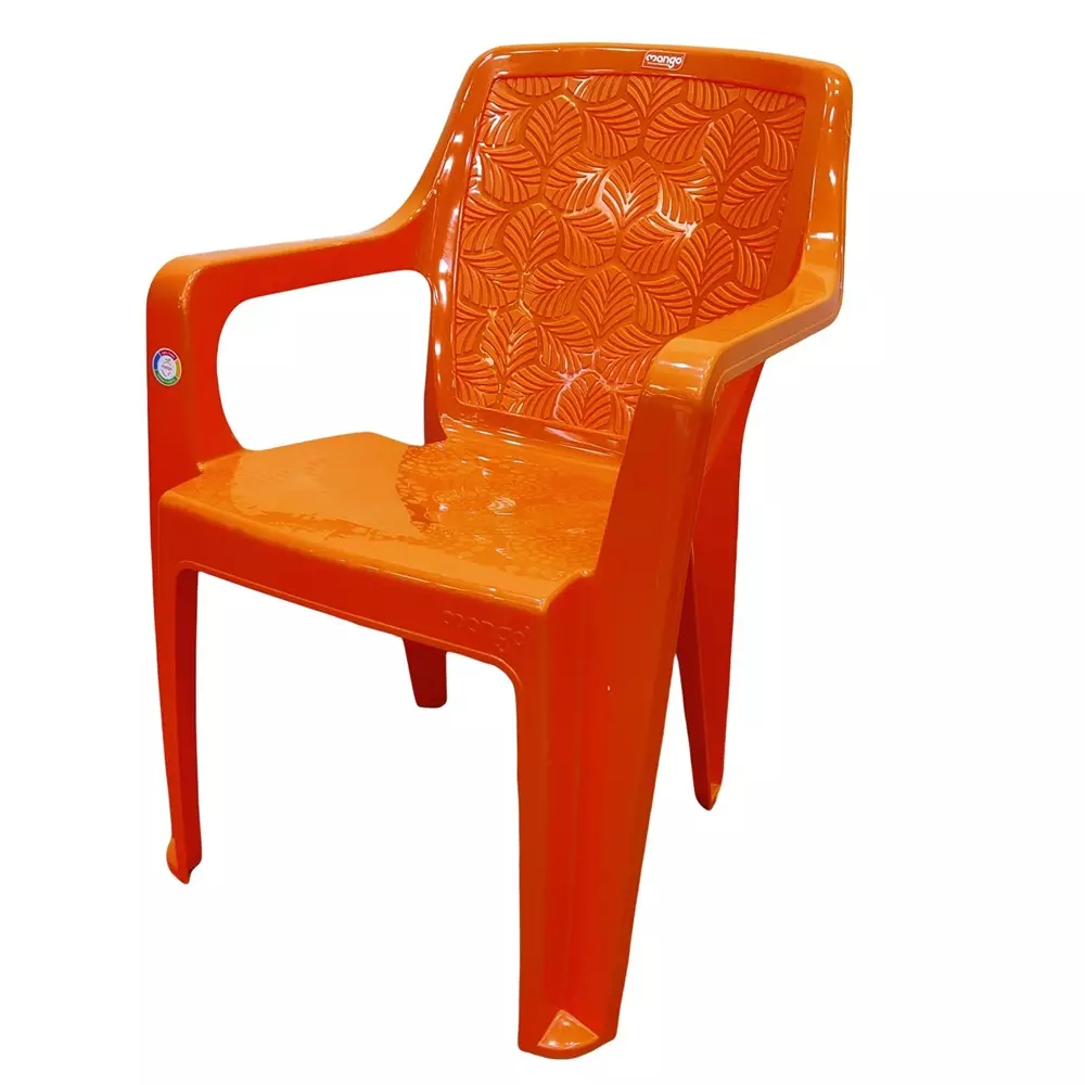 Mango Medium SATIN Plastic Chair with Armrest 439.42x548.64x812.8 mm, Mango Orange
