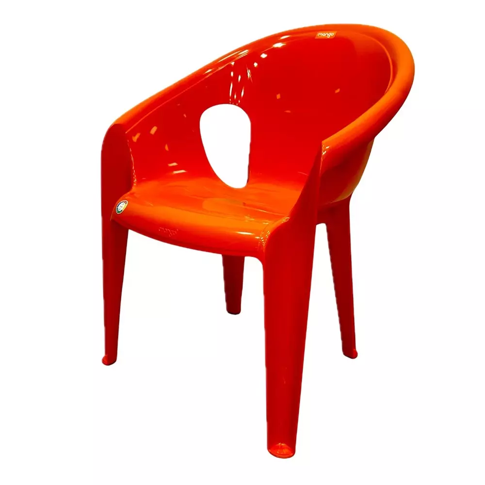 Mango Medium SHINE Plastic Chair with Armrest 635x482.6x838.2 mm, Orange