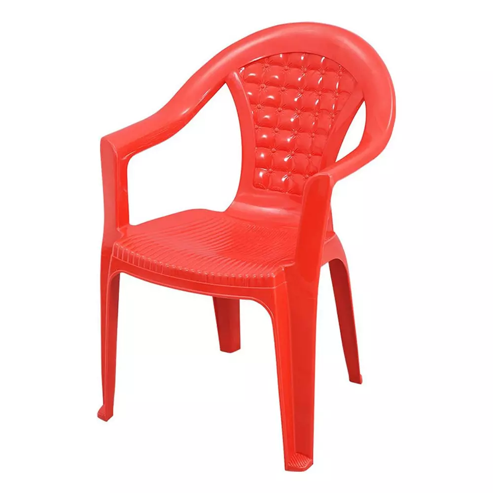 Swagath Chair With Arm Rest Meduim Back Style Plastic Red for Home, School & Cafeteria Use, SW-310-BR-1
