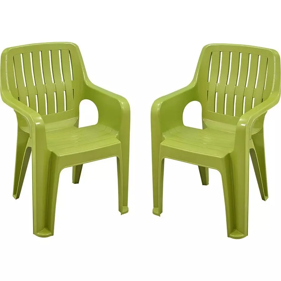 Swagath Plastic Chair With Armrest Mehendi Green Color for Cafe, Home and Office, Megacare (Pack of 2 Pcs)