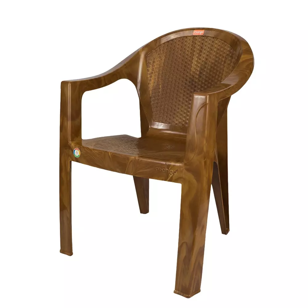 Mango Storm Premium Chair With Armrest Sandal Wood 180 Kg Load Bearing Capacity Polypropylene Plastic Medium Back