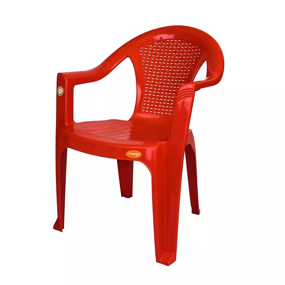 Mango Economy Chair With Armrest Mystic Red 140 Kg Load Bearing Capacity Polypropylene Plastic Medium Back, Mango - 1064