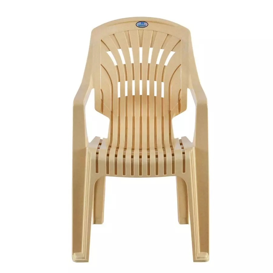 Nilkamal Premium Plastic Armrest Chair 125 Kg Weight Capacity Marble Beige Color