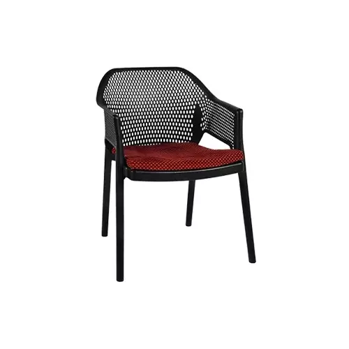 Italica Luxury Designer Plastic Arm Chair With Cushion Black Color, 1209 Luxury