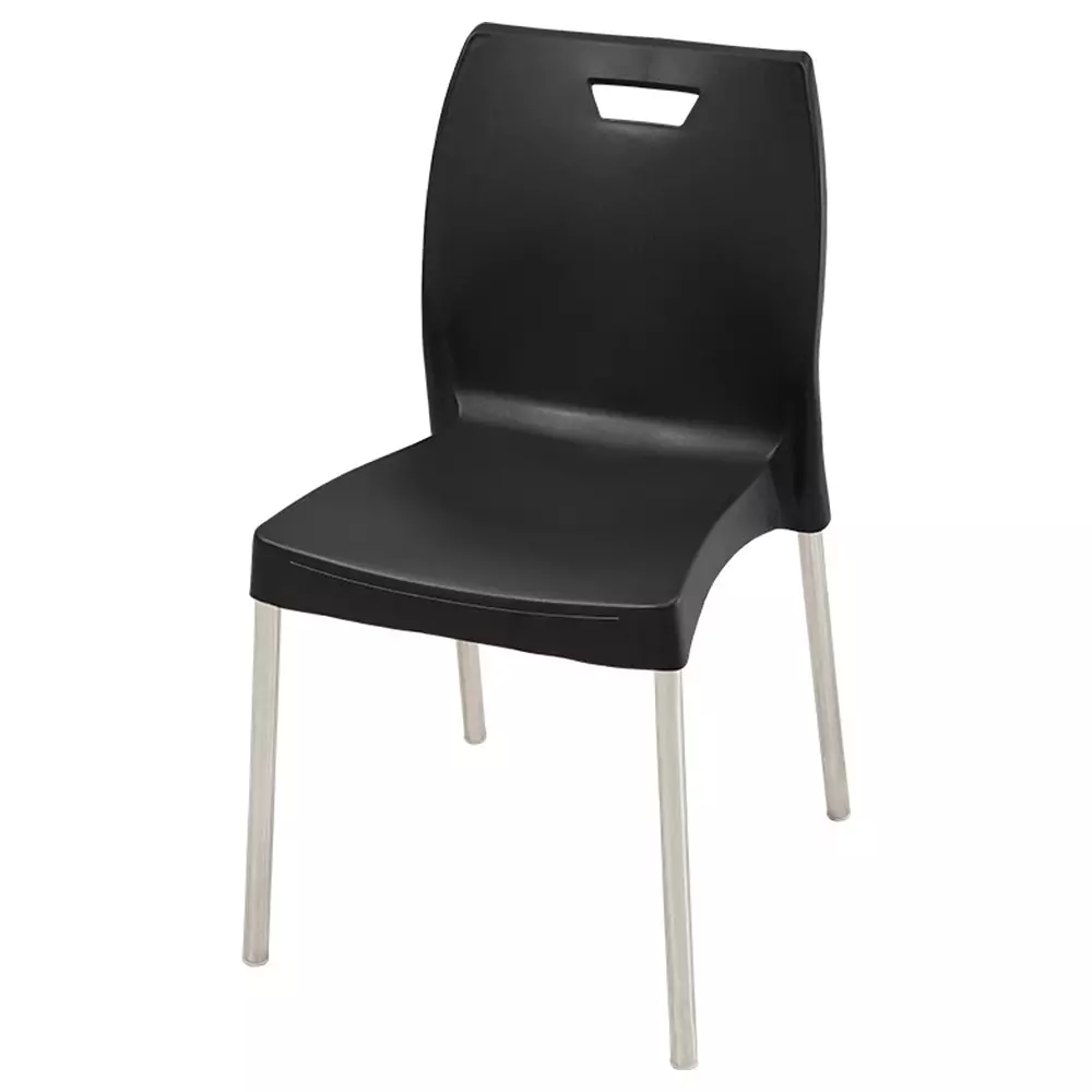 Swagath Dining Chair Plastic Primary Material Stainless Steel Leg Pre-Assembled Type Black Color, MINTELA-BK-1