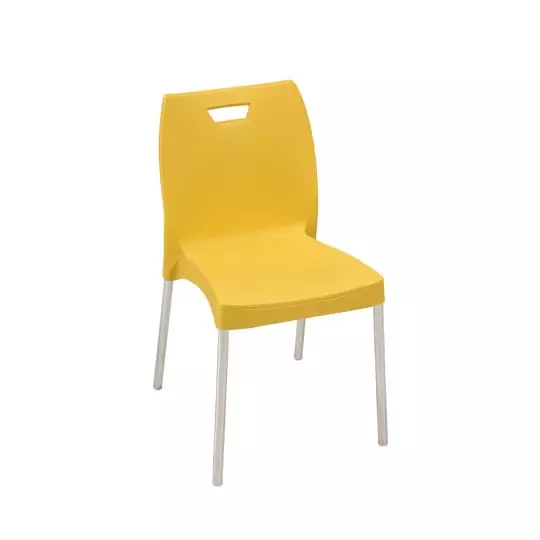 Swagath Dining Chair Plastic Primary Material Stainless Steel Leg Pre-Assembled Type Yellow Color, MINTELA-YL-1