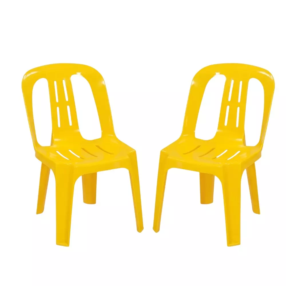 Swagath Kids Chair Junior Series Without Arm Rest PP (Polypropylene) Material 100 Kg Load Capacity Pre-Assembled Type Yellow Color, NOVA-YL-2 (Pack of 2 Pcs)