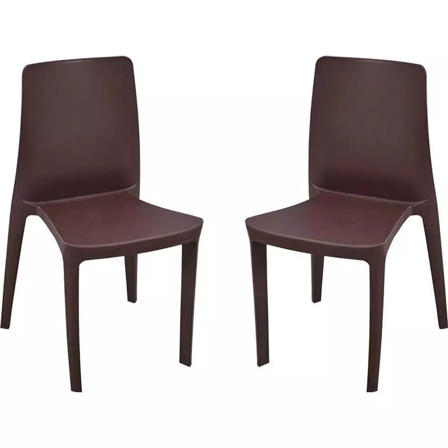 Swagath SELECT Cafeteria Chair Plastic Brown 82x47x49 cm Size for Cafe, Home & Office Use, SELECT-SB-2 (Pack of 2 Pcs)