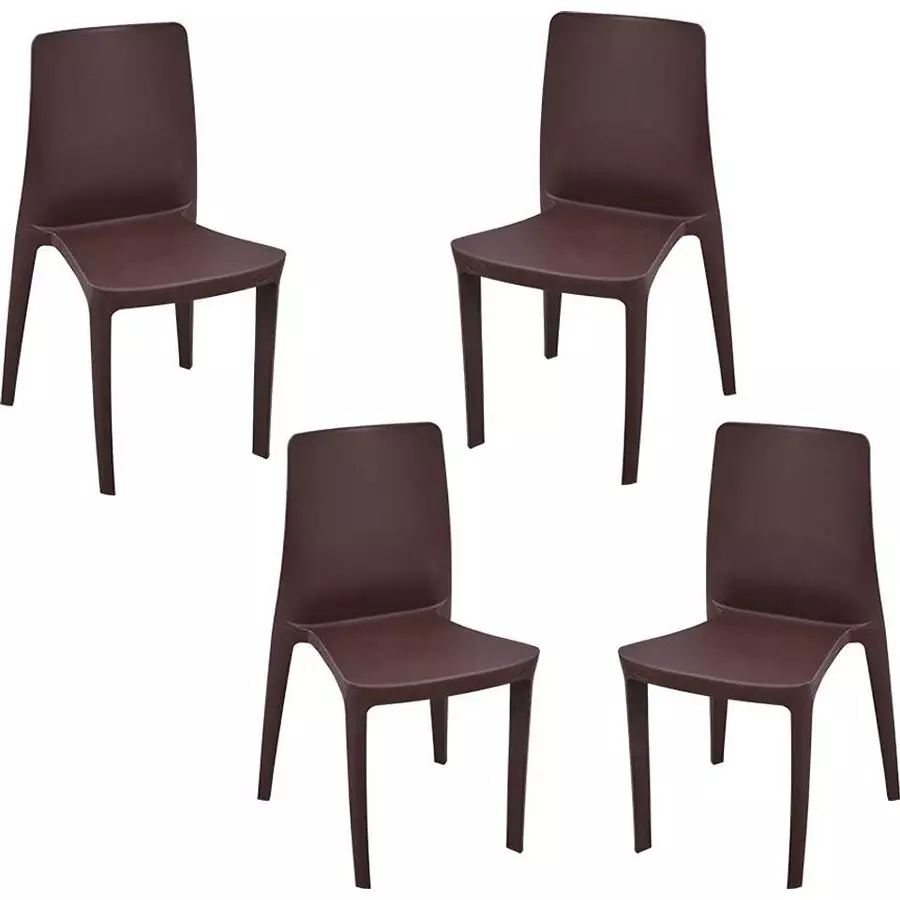 Swagath SELECT Cafeteria Chair Plastic Brown 82x47x49 cm Size for Cafe, Home & Office Use, SELECT-SB-4 (Pack of 4 Pcs)