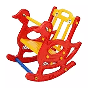 Supreme Duck Plastic Armless Kids Chair, Red Yellow