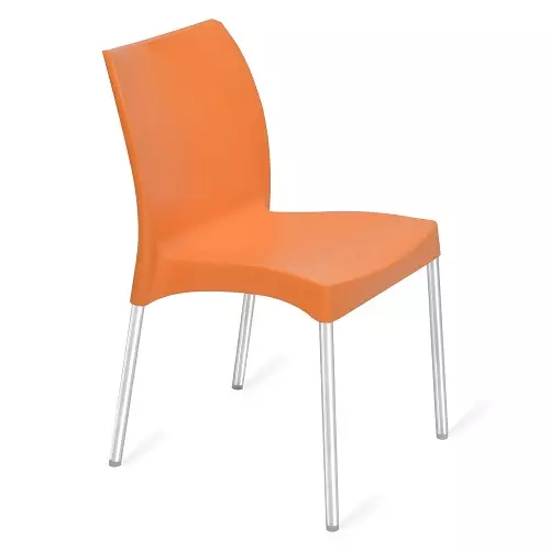 Nilkamal Novella 07 Plastic Armless Cafeteria Chair, Orange