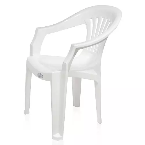 Nilkamal CHR 2101 Plastic Monobloc with Arm Chair, Milky White