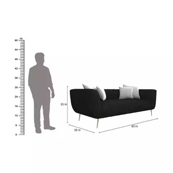 Urban Living Darwin Dazzle 3 Seater Sofa Dark Grey