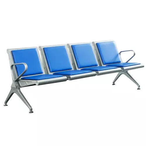Dicor Seating Xenon Cushion Four Seater Chair Mild Steel Solid Back Arm Rest Blue Color for Waiting Area