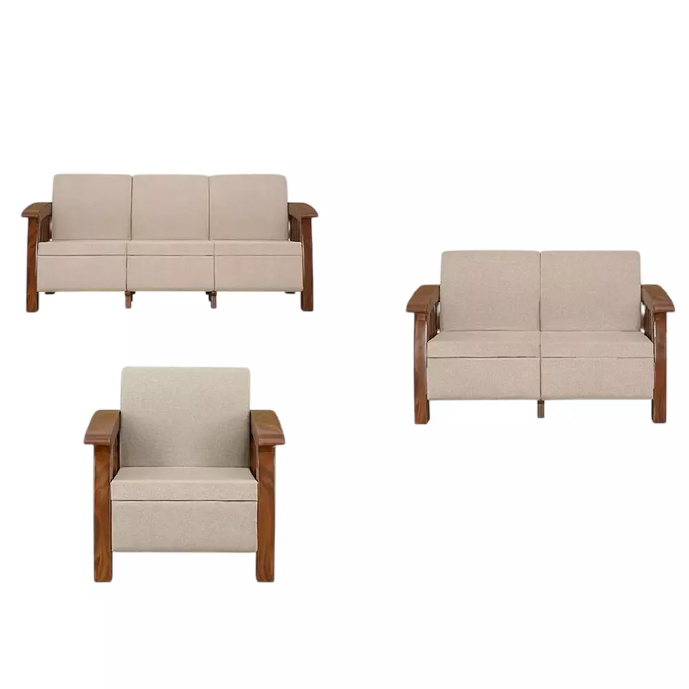 Nilkamal Aspire Armrest 3+2+1 Seater Sofa Set Powder Coated Walnut Plastic 70x83x50 cm Medium Back for Home & Office Use