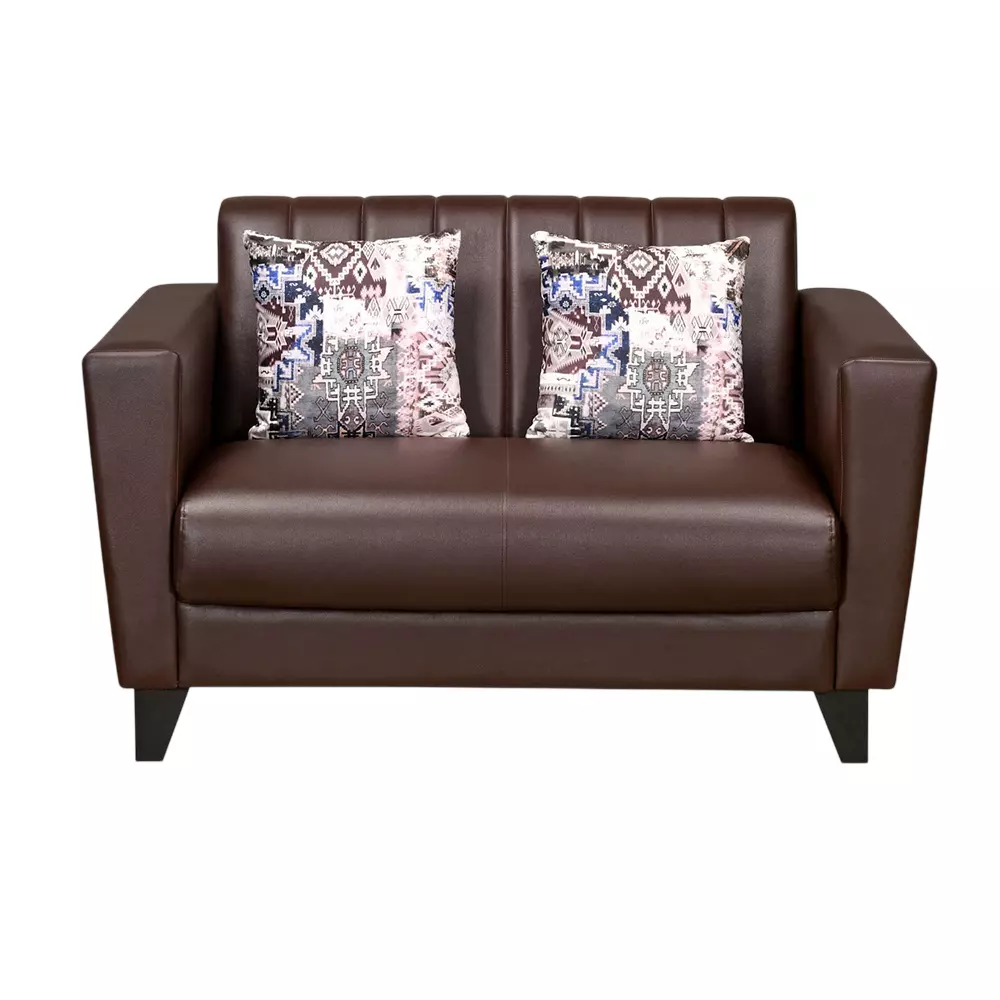 Nilkamal Joy Sofa 2 Seater Brown Leather Finish 52.36x32.67x32.67 inch