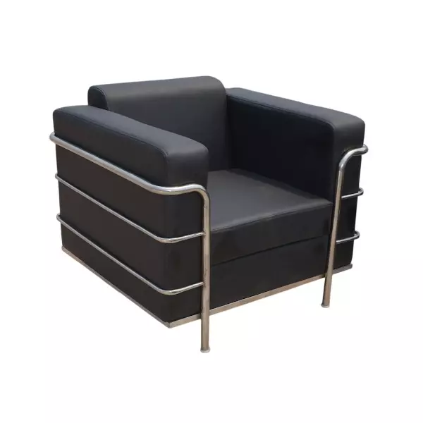 Divano Modular DM988 1 Seater Leatherette Office Sofa, Black
