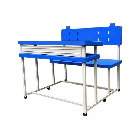 SUPREME Two Seater Bench Blue Plastic & Mild Steel, ACADEMY Dual Desk