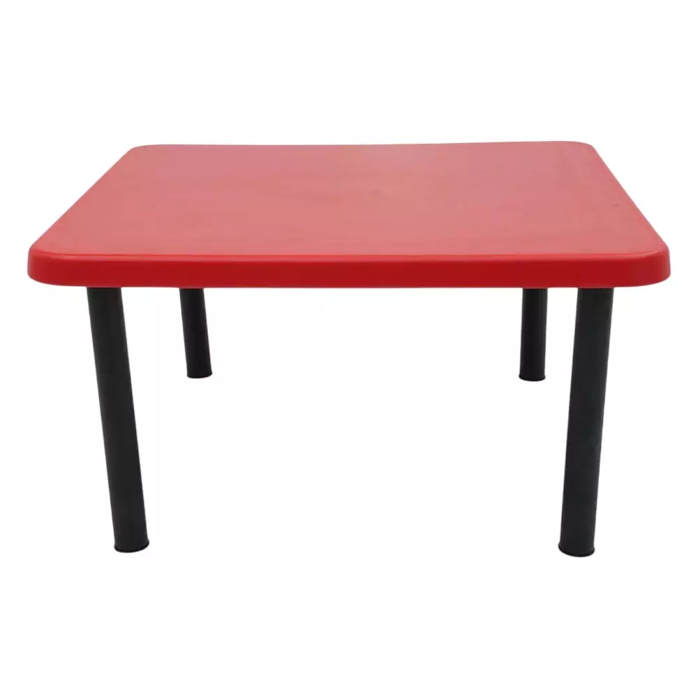 SUPREME Plastic Kids Table With Iron Legs Red Square Shape, TRENDY