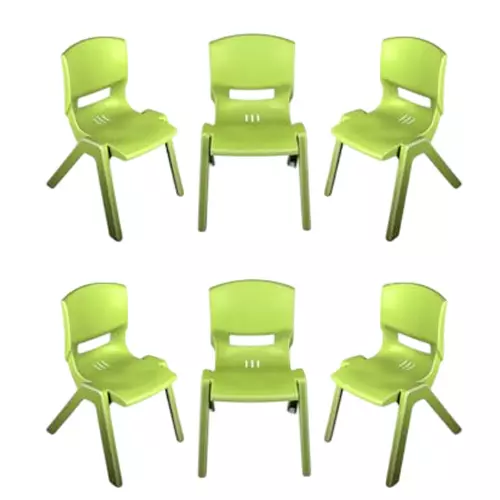 Maharaja Kids Chair Armless Green Plastic for Home, School, Garden & Office, Rocky_Green-PK6 (Pack of 6 Pcs)