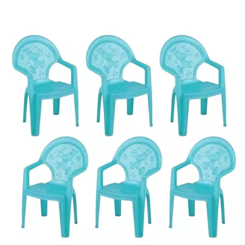 Maharaja Portable Kids Study Chair With Arm Rest Pearl Green Plastic Medium Back Style for Home, School, Garden & Office, Mickey_Green-PK6 (Pack of 6 Pcs)