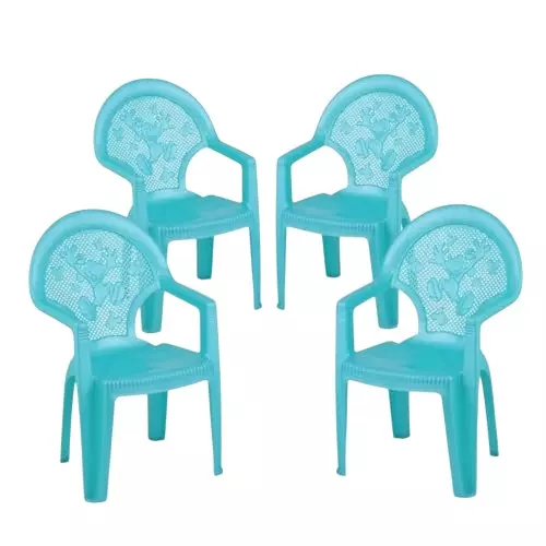 Maharaja Portable Kids Study Chair With Arm Rest Pearl Green Plastic Medium Back Style for Home, School, Garden & Office, Mickey_Green-PK4 (Pack of 4 Pcs)