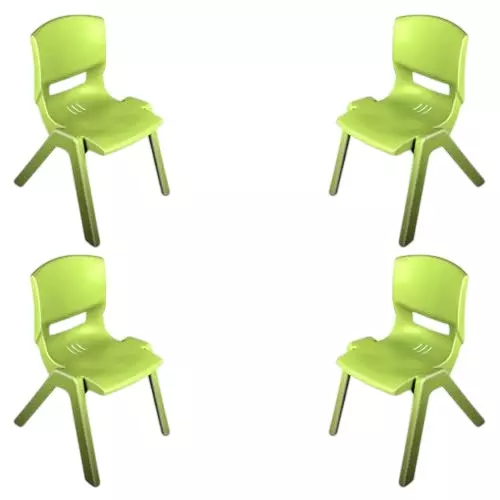Maharaja Baby Kids Chair With Armless Green Plastic Medium Back Style for Home, School, Garden & Office, Rocky_Green-PK4 (Pack of 4 Pcs)