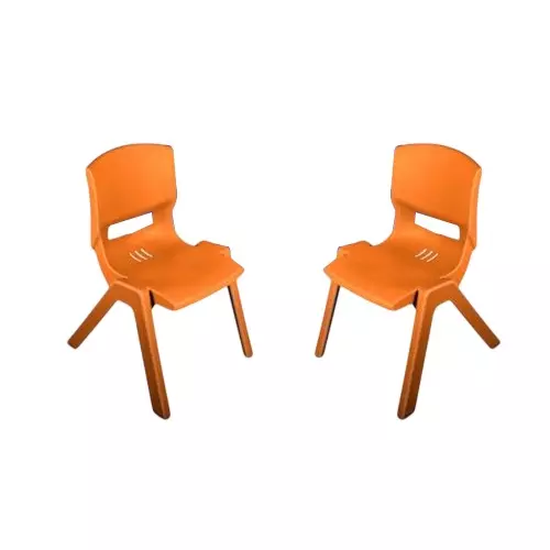 Maharaja Baby Kids Chair With Armless Orange Plastic Medium Back Style for Home, School, Garden & Office, Rocky_Orange-PK2 (Pack of 2 Pcs)