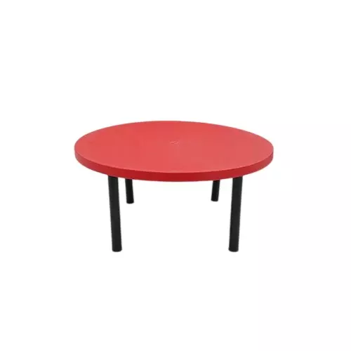 SUPREME Plastic Kids Table with Iron Legs Red Round Shape, DISKETTE