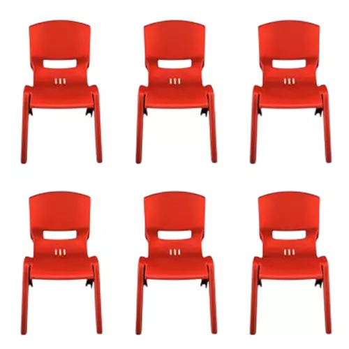 Maharaja Kids Chair Armless Red Plastic for Home, School, Garden & Office, Rocky_Red-PK6 (Pack of 6 Pcs)