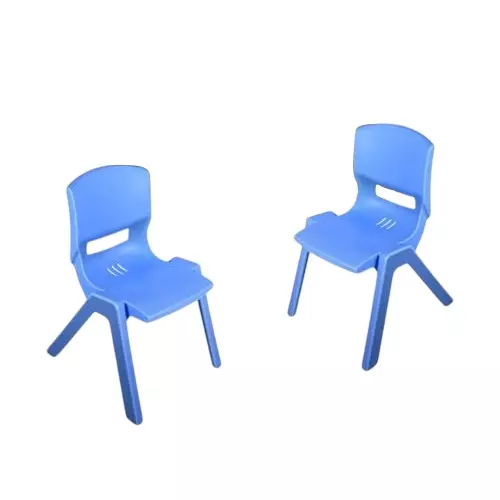 Maharaja Baby Kids Chair With Armless Blue Plastic Medium Back Style for Home, School, Garden & Office, Rocky_Blue-PK2 (Pack of 2 Pcs)