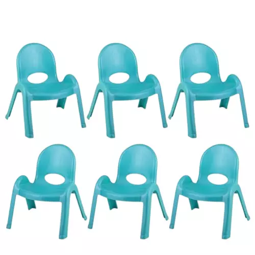 Maharaja Kids Chair Armless Green Plastic for Home, School, Garden & Office, Tommy_Green-PK6 (Pack of 6 Pcs)