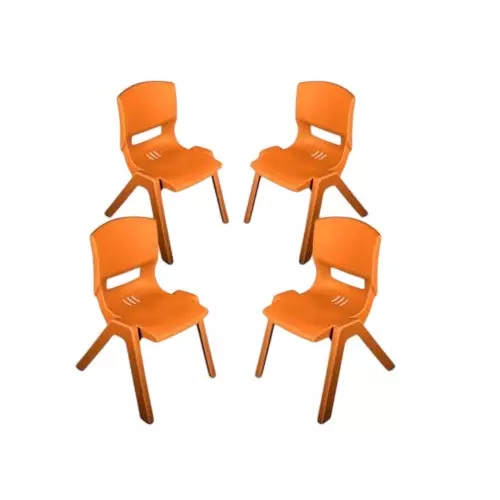 Maharaja Baby Kids Chair With Armless Orange Plastic Medium Back Style for Home, School, Garden & Office, Rocky_Orange-PK4 (Pack of 4 Pcs)