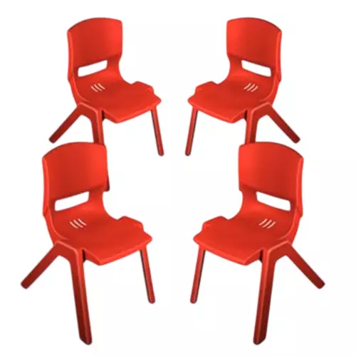 Maharaja Kids Chair Armless Red Plastic for Home, School, Garden & Office, Rocky_Red-PK4 (Pack of 4 Pcs)