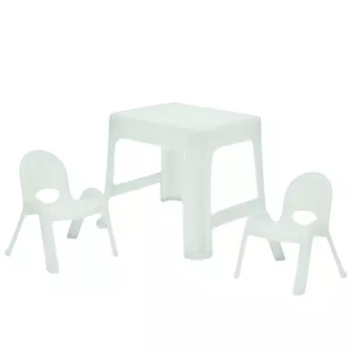 Maharaja Kids Chair & Table Kit With Armless Green Plastic for Home, School, Garden & Office, G&D-Wonder1+Tommy2_Green