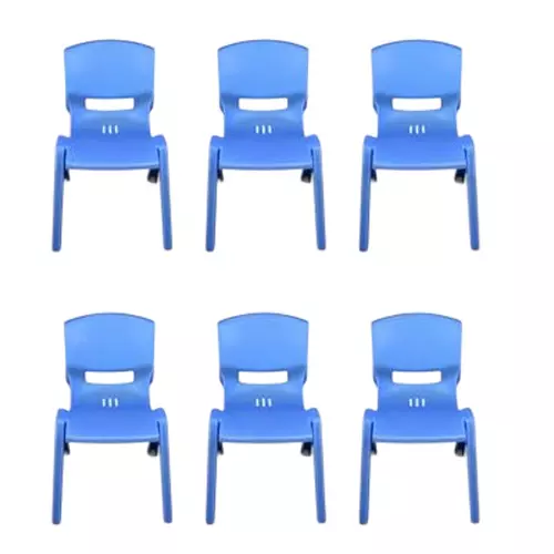 Maharaja Kids Chair Armless Blue Plastic for Home, School, Garden & Office, Rocky_Blue-PK6 (Pack of 6 Pcs)